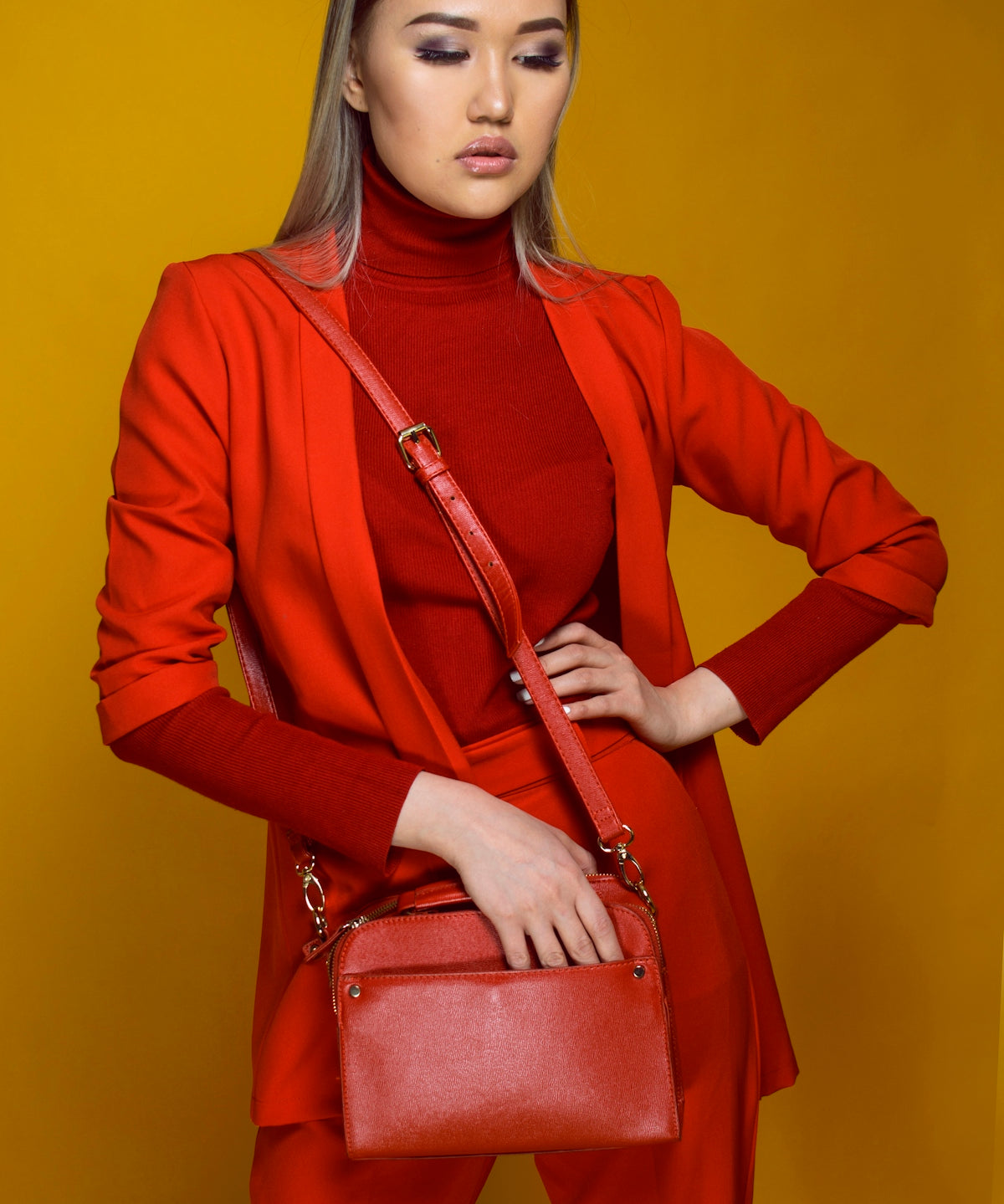 a person in a red coat