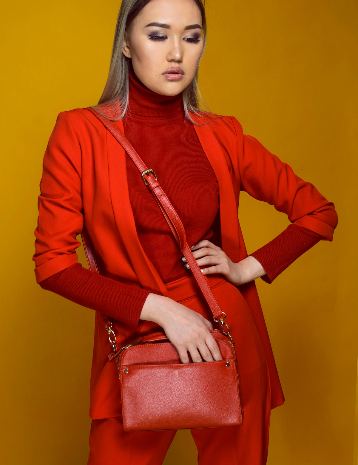 a person in a red coat