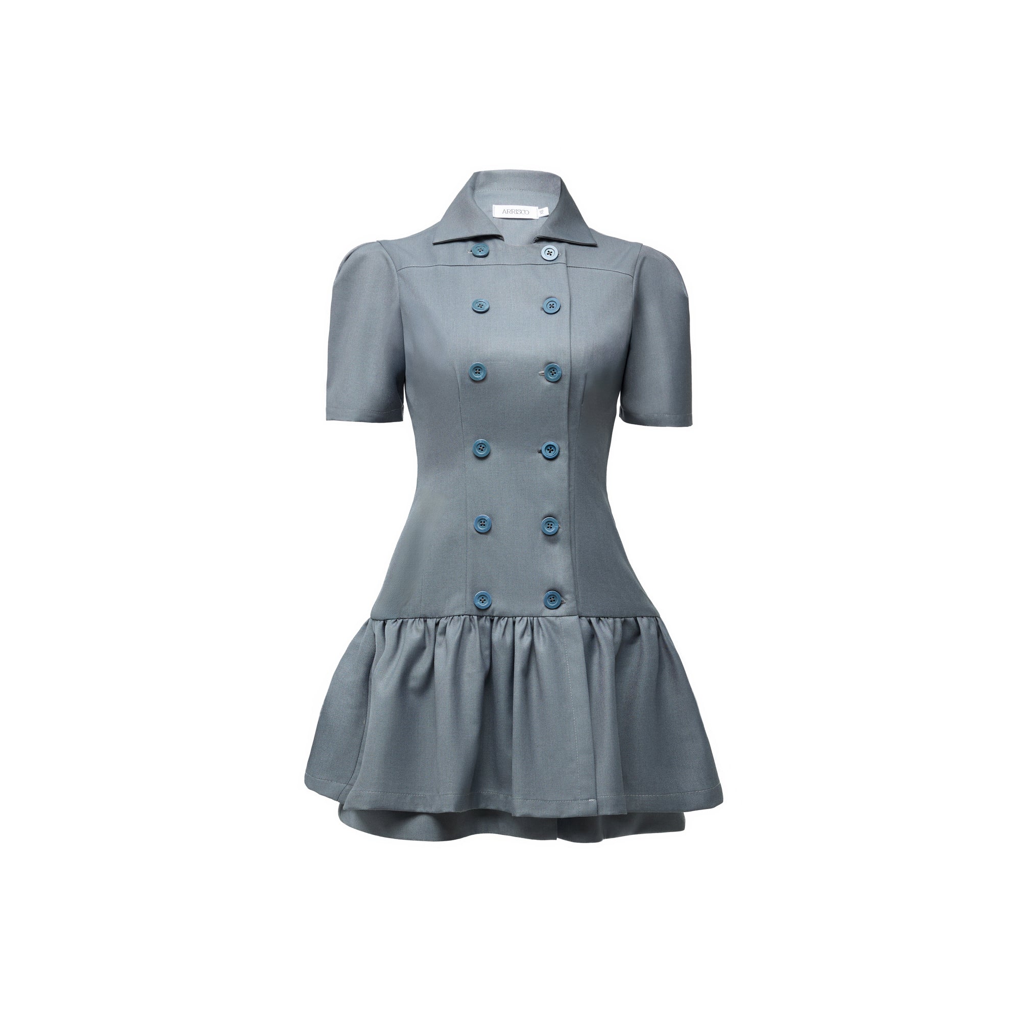 Ines Gray Double Button Dress