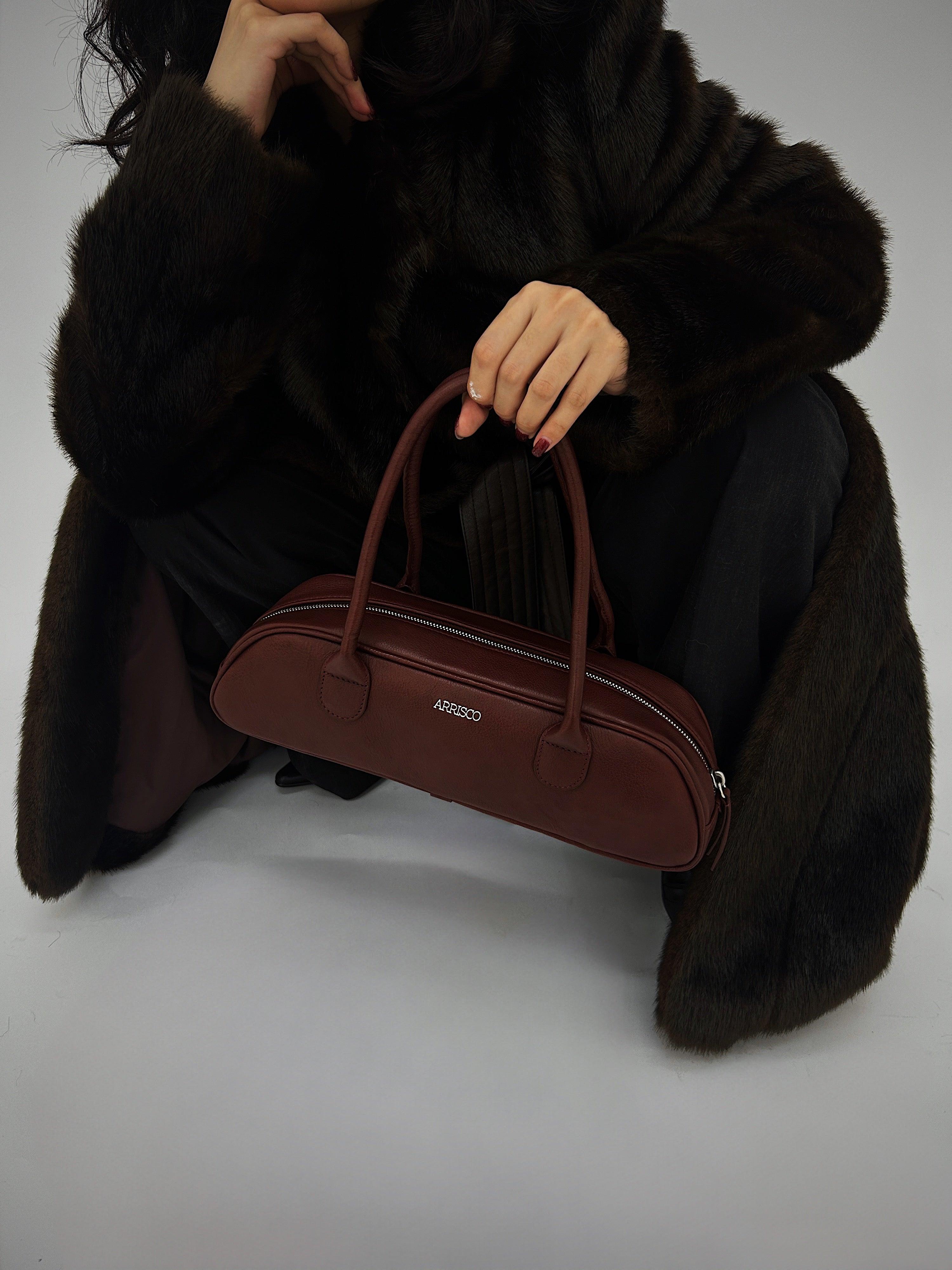 Aria East West Leather Handbag with Double Top Handles - Arrisco