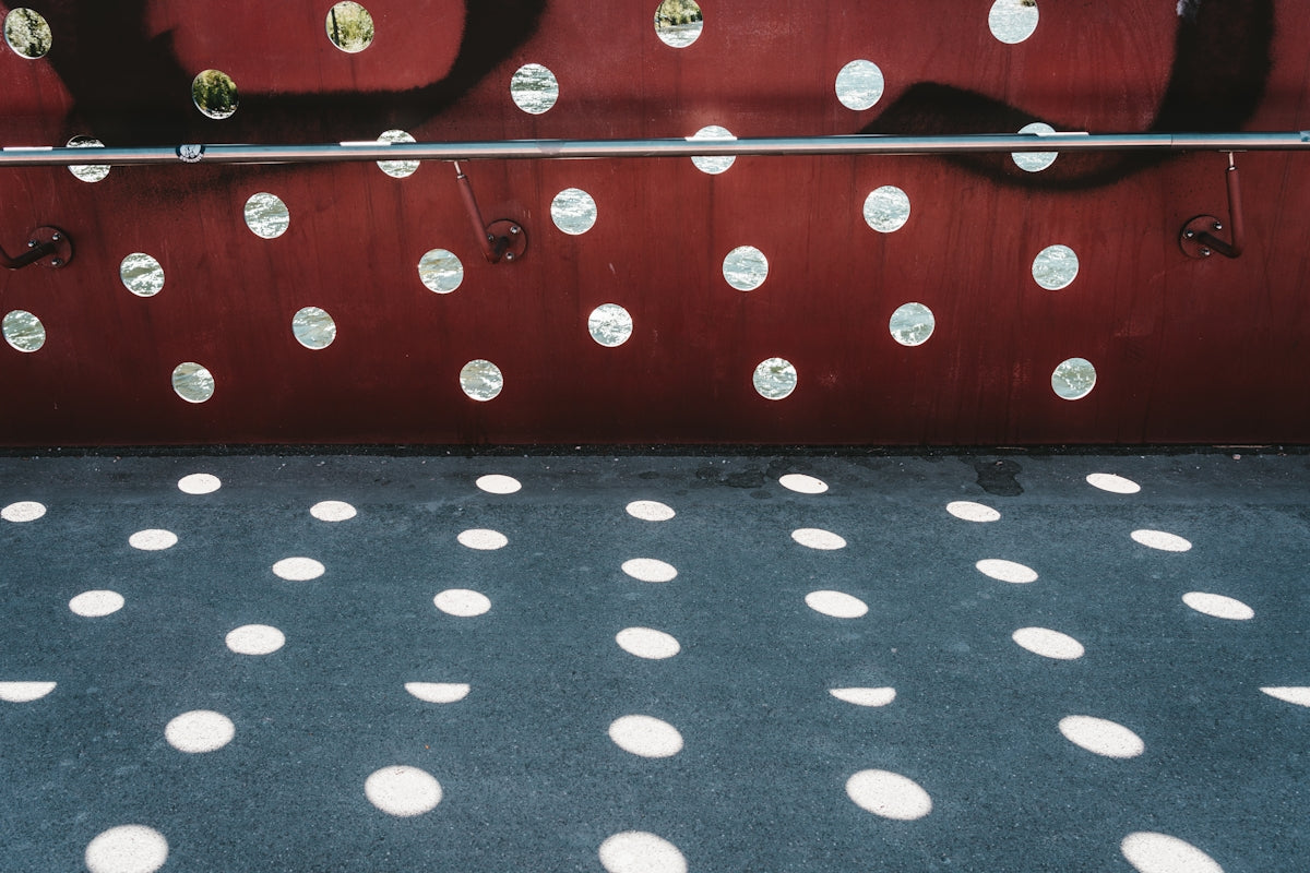 black and white polka dot textile