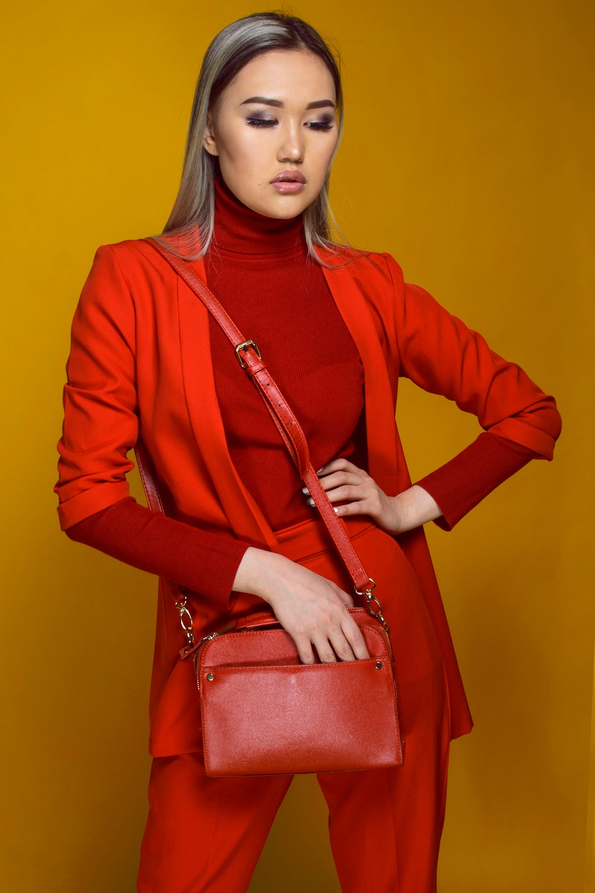 a person in a red coat