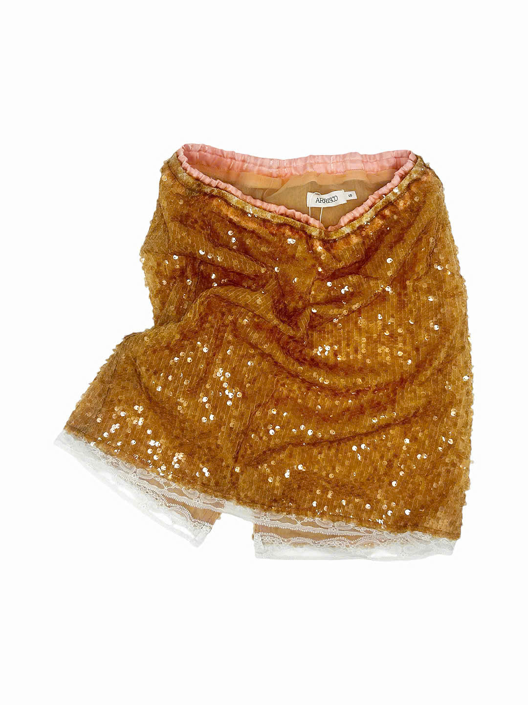 Lily Sequin Midi Skirt in Light Brown