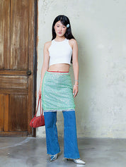 Lily Sequin Midi Skirt in Green
