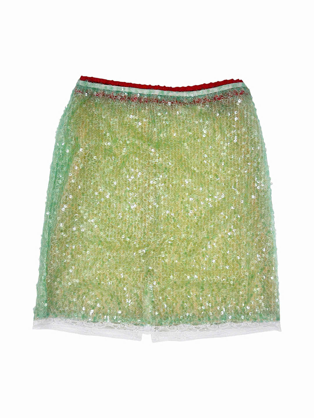 Lily Sequin Midi Skirt in Green