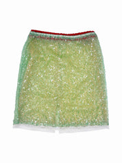 Lily Sequin Midi Skirt in Green