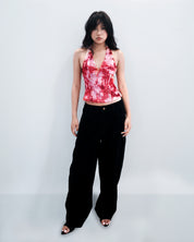 Celest Red Halter Sequin Top