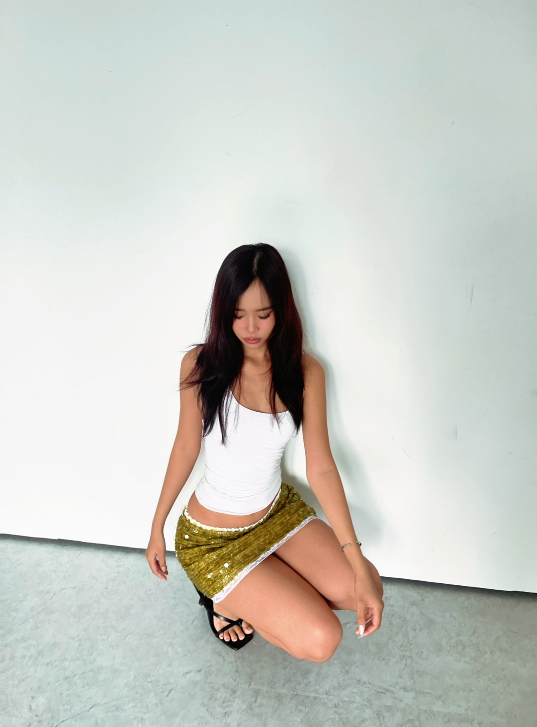 Margaux Sequin Mini Skirt in Green