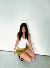 Margaux Sequin Mini Skirt in Green
