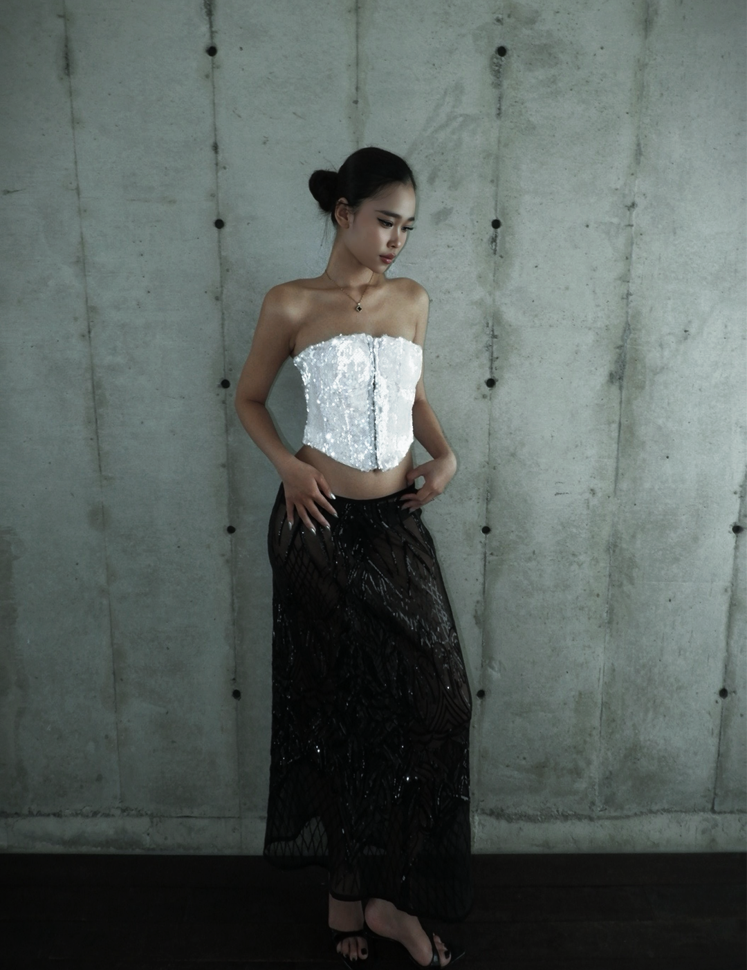 Cora Black Sequin Maxi Skirt