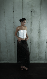 Lily Sequin Midi Skirt in Green