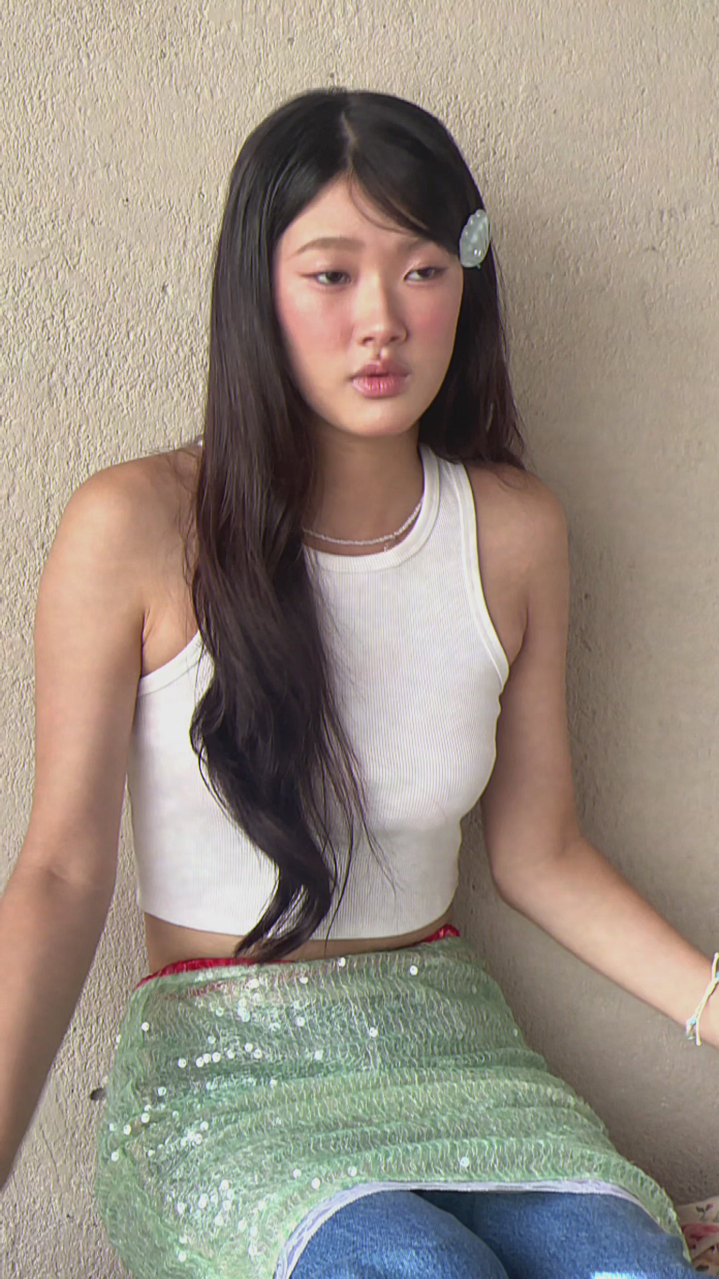 Chân váy midi đính sequin Lily màu xanh lá cây